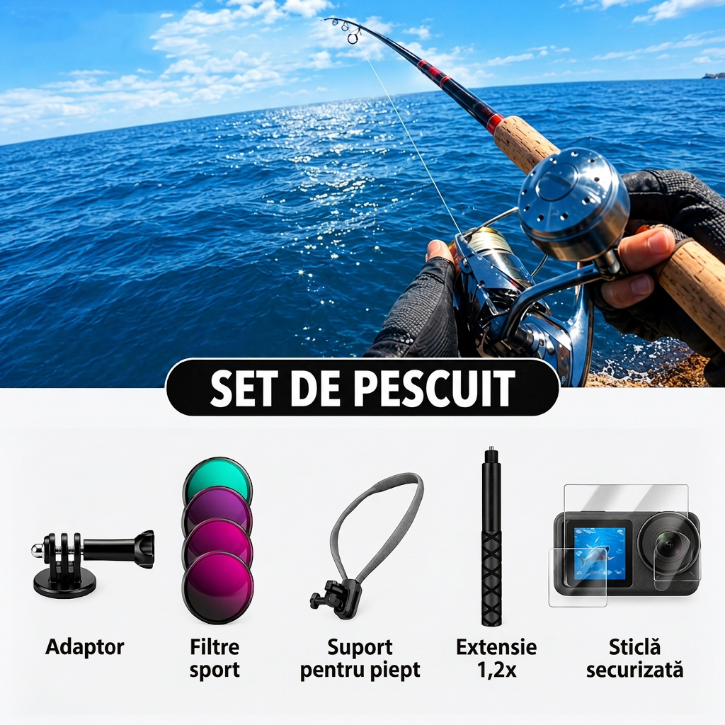 Cameră sport 4K 60FPS cu stabilizare avansată a imaginii, WiFi, obiectiv superangular, Action Cam impermeabilă pentru sport, călătorii și VLOG